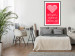 Wall Poster Let's Love - striped heart and English captions on red background 123587 additionalThumb 6