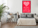 Wall Poster Let's Love - striped heart and English captions on red background 123587 additionalThumb 5
