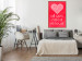 Wall Poster Let's Love - striped heart and English captions on red background 123587 additionalThumb 7