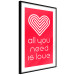 Wall Poster Let's Love - striped heart and English captions on red background 123587 additionalThumb 13