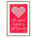 Wall Poster Let's Love - striped heart and English captions on red background 123587 additionalThumb 16