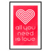 Wall Poster Let's Love - striped heart and English captions on red background 123587 additionalThumb 17