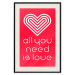 Wall Poster Let's Love - striped heart and English captions on red background 123587 additionalThumb 18