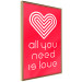 Wall Poster Let's Love - striped heart and English captions on red background 123587 additionalThumb 14
