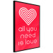 Wall Poster Let's Love - striped heart and English captions on red background 123587 additionalThumb 12