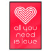 Wall Poster Let's Love - striped heart and English captions on red background 123587 additionalThumb 24