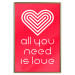 Wall Poster Let's Love - striped heart and English captions on red background 123587 additionalThumb 20