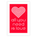 Wall Poster Let's Love - striped heart and English captions on red background 123587 additionalThumb 25