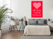 Wall Poster Let's Love - striped heart and English captions on red background 123587 additionalThumb 23