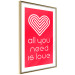 Wall Poster Let's Love - striped heart and English captions on red background 123587 additionalThumb 8