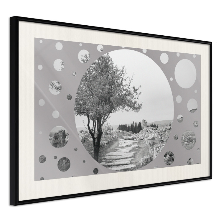 Poster Hierapolis - black and white landscape of trees in circular frame 123987 additionalImage 3