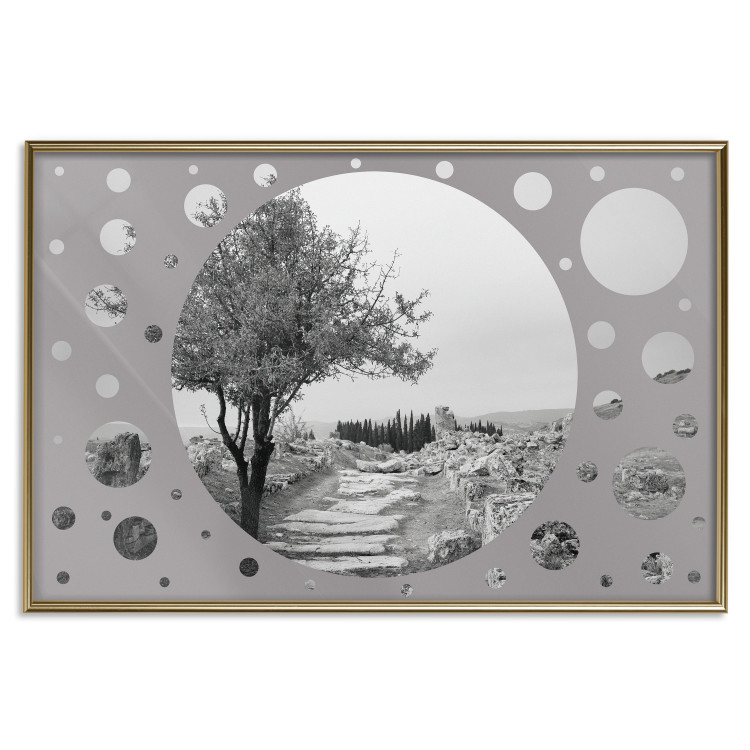 Poster Hierapolis - black and white landscape of trees in circular frame 123987 additionalImage 20