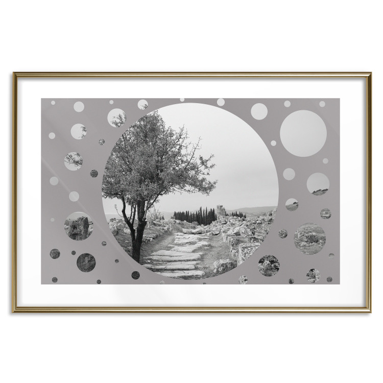 Poster Hierapolis - black and white landscape of trees in circular frame 123987 additionalImage 16