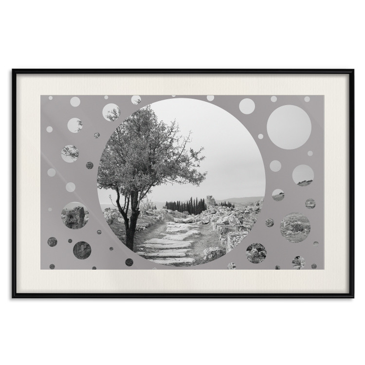 Poster Hierapolis - black and white landscape of trees in circular frame 123987 additionalImage 18