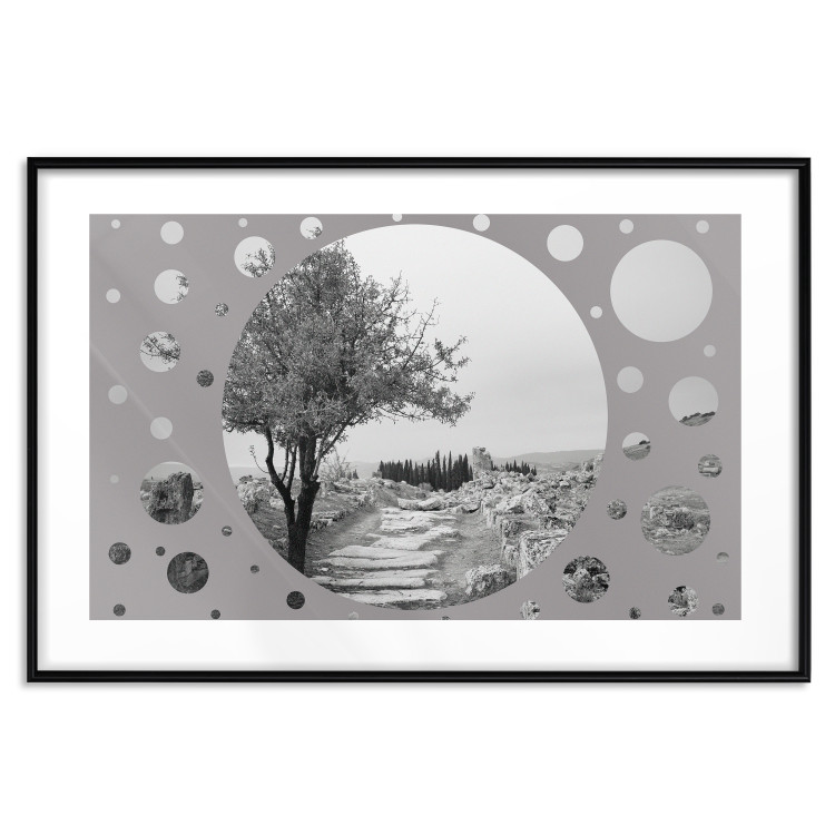 Poster Hierapolis - black and white landscape of trees in circular frame 123987 additionalImage 15