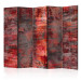 Room Divider Screen Red Metal II (5-piece) - irregular texture in red 124287