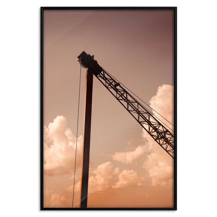 Poster Cloud Arrangement - landscape of orange sky with construction crane 124387 additionalImage 24