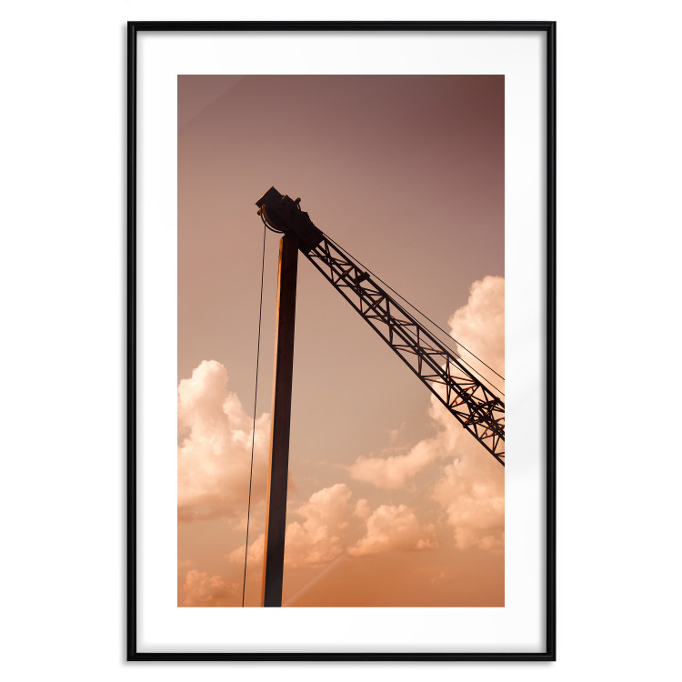 Poster Cloud Arrangement - landscape of orange sky with construction crane 124387 additionalImage 15
