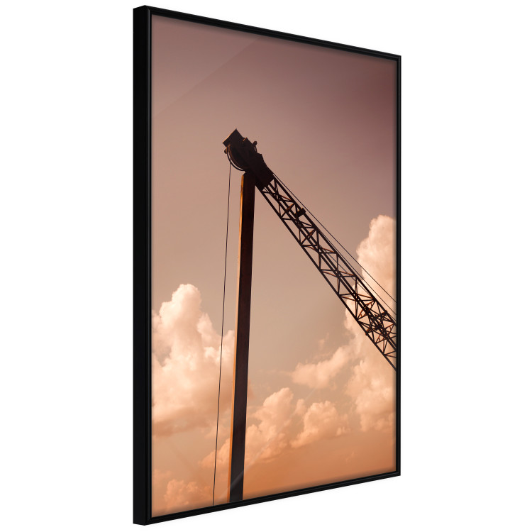 Poster Cloud Arrangement - landscape of orange sky with construction crane 124387 additionalImage 12