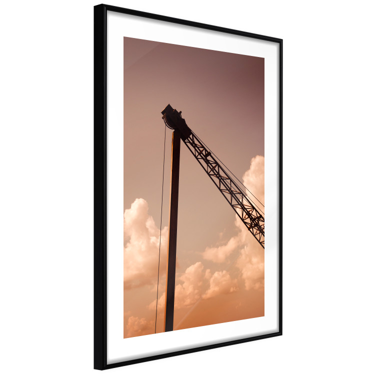 Poster Cloud Arrangement - landscape of orange sky with construction crane 124387 additionalImage 13