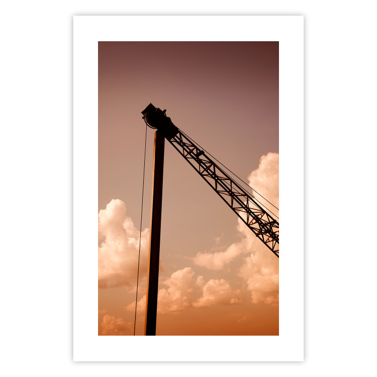 Poster Cloud Arrangement - landscape of orange sky with construction crane 124387 additionalImage 19