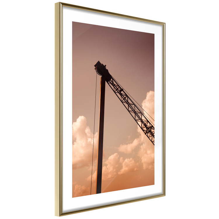 Poster Cloud Arrangement - landscape of orange sky with construction crane 124387 additionalImage 8