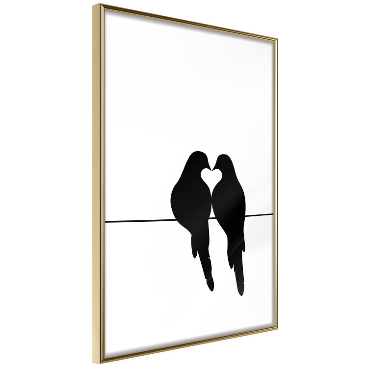Poster Bird Love - black birds forming a heart shape with their beaks on a white background 125087 additionalImage 14