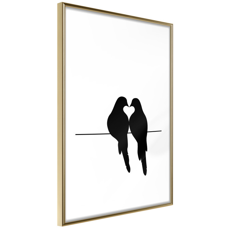 Poster Bird Love - black birds forming a heart shape with their beaks on a white background 125087 additionalImage 8