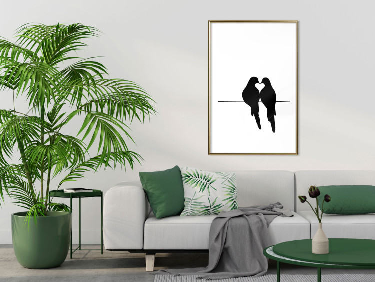 Poster Bird Love - black birds forming a heart shape with their beaks on a white background 125087 additionalImage 15