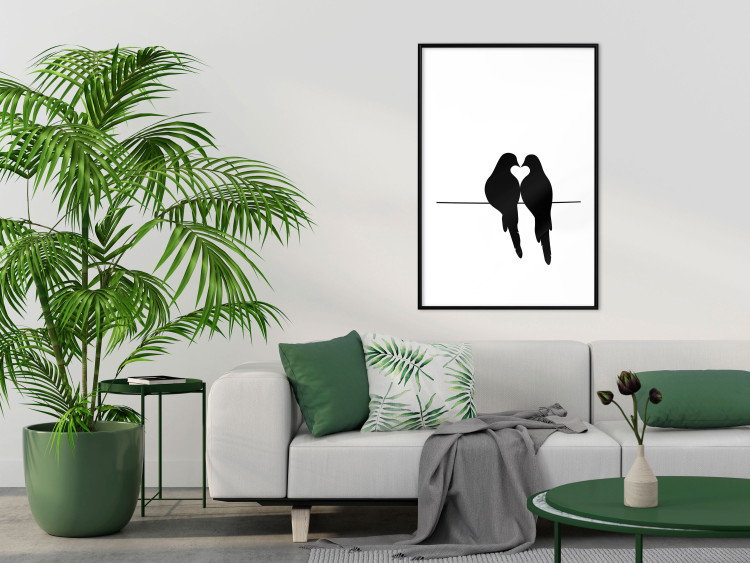 Poster Bird Love - black birds forming a heart shape with their beaks on a white background 125087 additionalImage 4