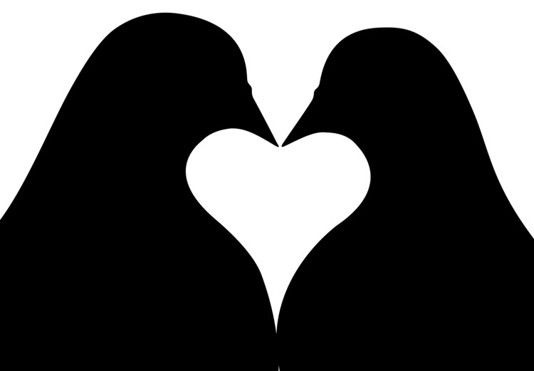 Poster Bird Love - black birds forming a heart shape with their beaks on a white background 125087 additionalImage 9