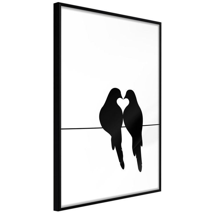 Poster Bird Love - black birds forming a heart shape with their beaks on a white background 125087 additionalImage 10