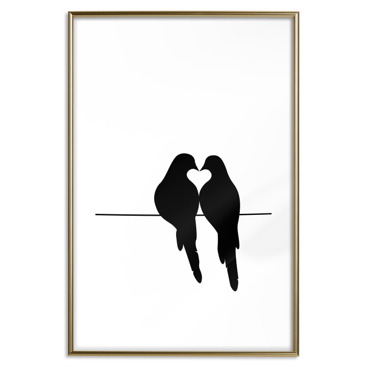 Poster Bird Love - black birds forming a heart shape with their beaks on a white background 125087 additionalImage 16