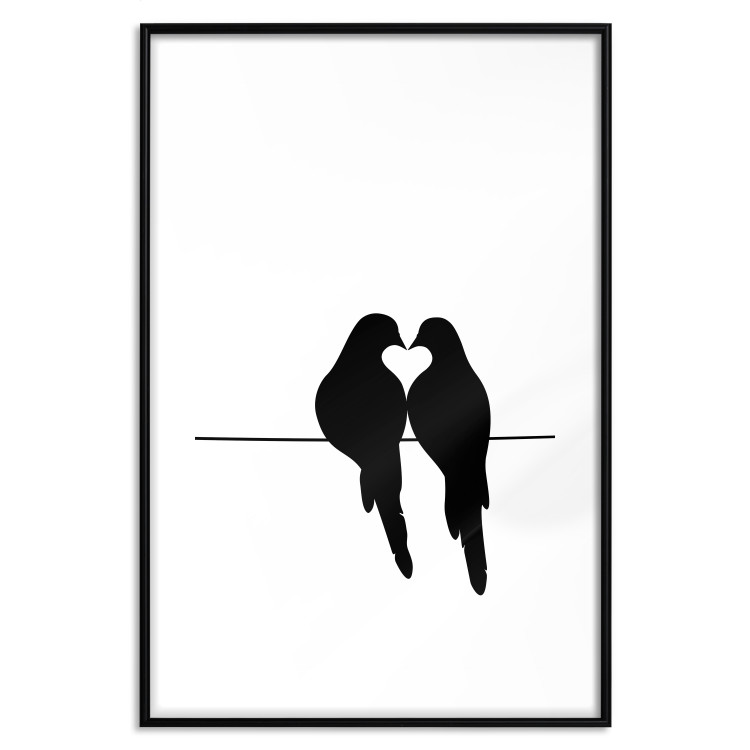Poster Bird Love - black birds forming a heart shape with their beaks on a white background 125087 additionalImage 17