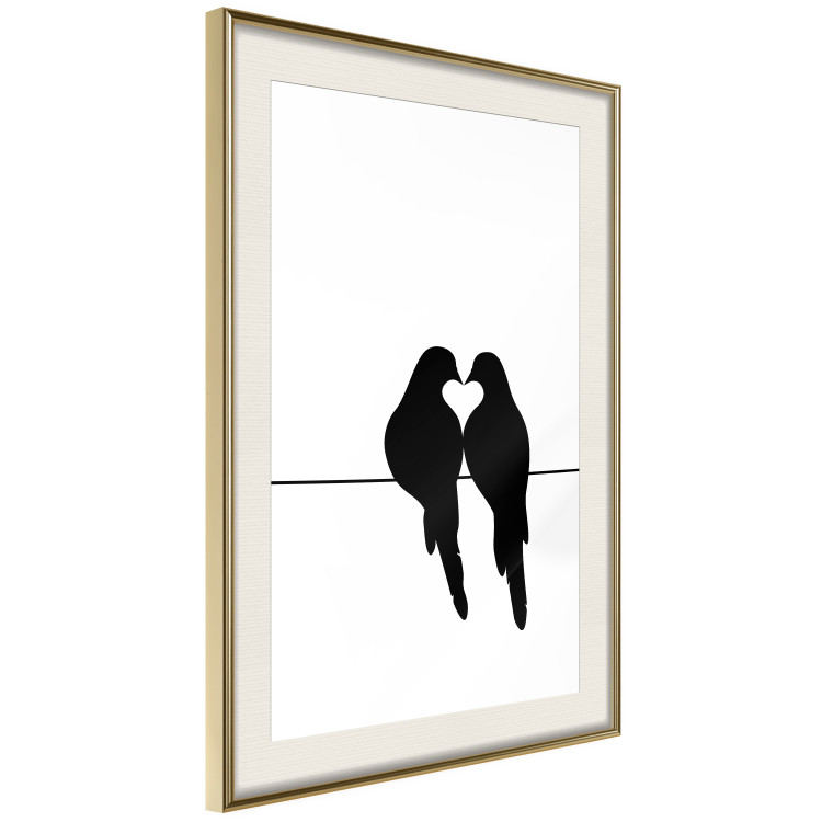 Poster Bird Love - black birds forming a heart shape with their beaks on a white background 125087 additionalImage 2