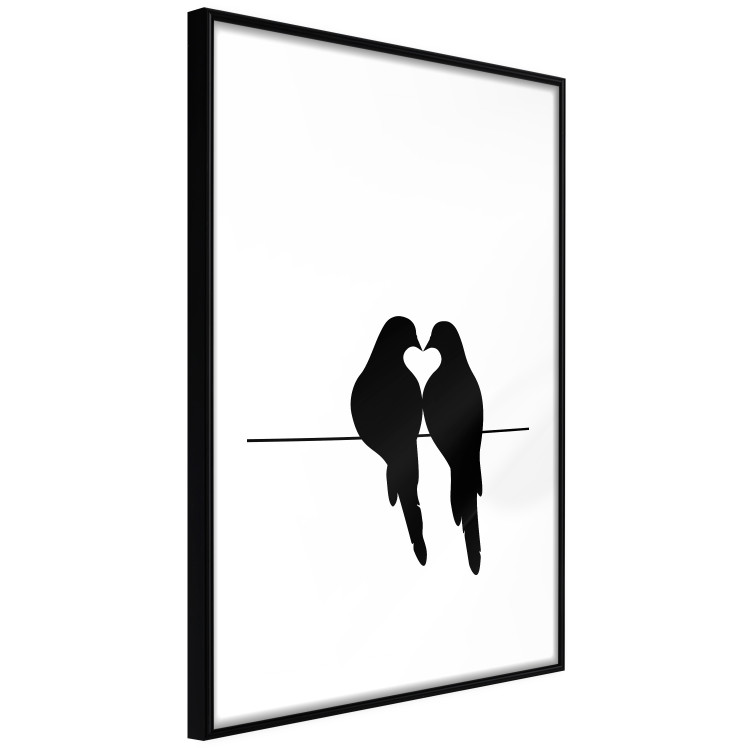 Poster Bird Love - black birds forming a heart shape with their beaks on a white background 125087 additionalImage 13