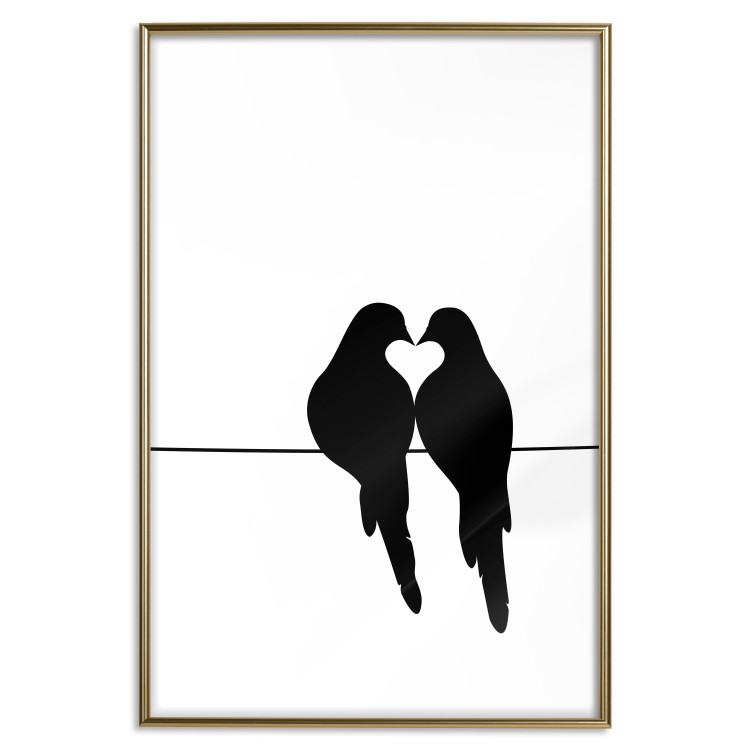 Poster Bird Love - black birds forming a heart shape with their beaks on a white background 125087 additionalImage 20