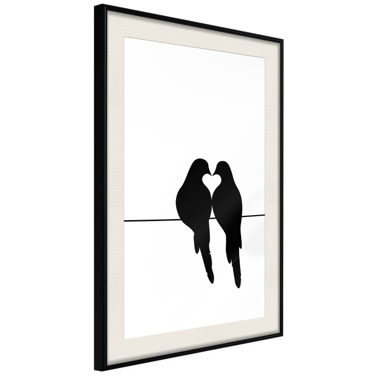 Poster Bird Love - black birds forming a heart shape with their beaks on a white background 125087 additionalImage 3