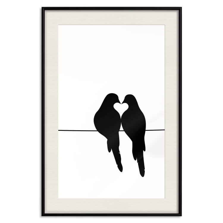 Poster Bird Love - black birds forming a heart shape with their beaks on a white background 125087 additionalImage 18