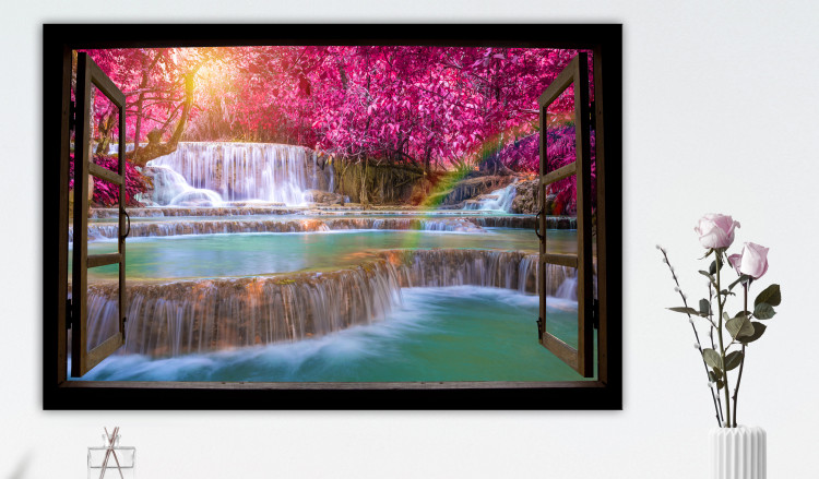 Large canvas print Pink Trees and Waterfall [Large Format] 125587 additionalImage 5