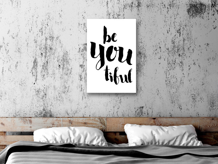 Canvas Beyoutiful - black and white composition with an English inscription 128987 additionalImage 3