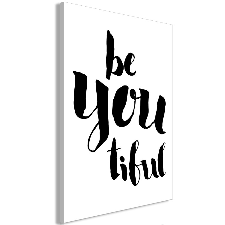 Canvas Beyoutiful - black and white composition with an English inscription 128987 additionalImage 2