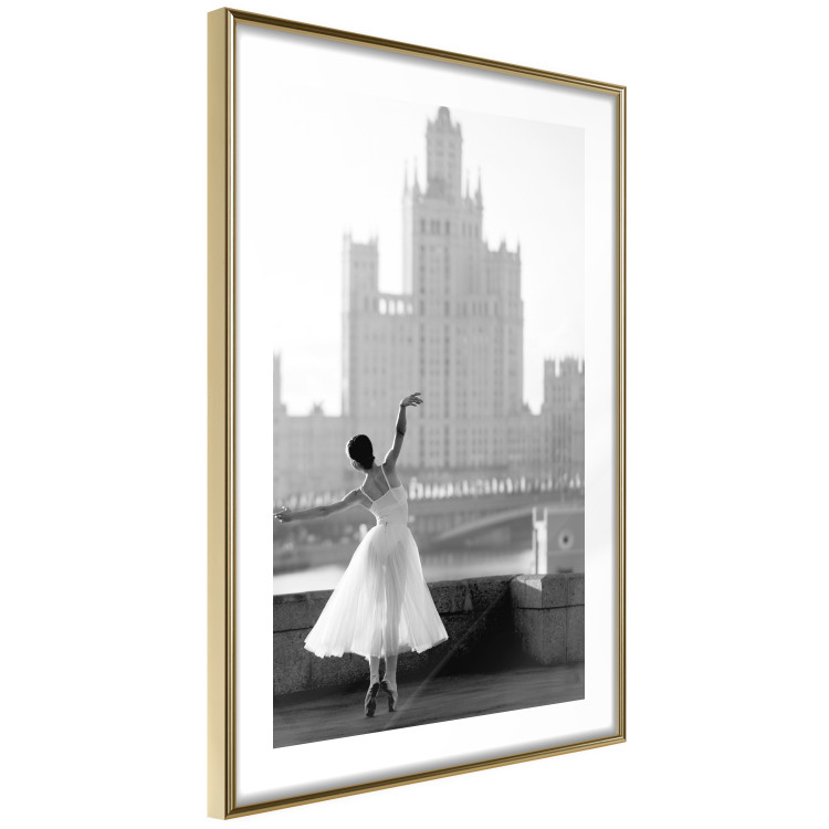 Wall Poster Dance by the River - gray landscape with a dancing woman against a city backdrop 129787 additionalImage 7