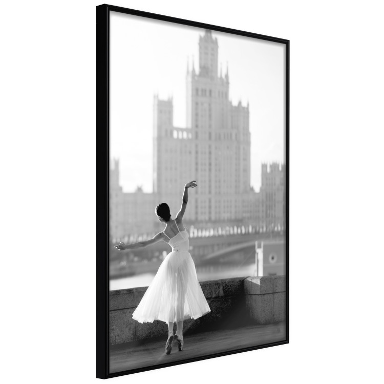 Wall Poster Dance by the River - gray landscape with a dancing woman against a city backdrop 129787 additionalImage 11