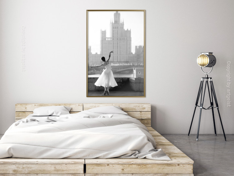 Wall Poster Dance by the River - gray landscape with a dancing woman against a city backdrop 129787 additionalImage 5