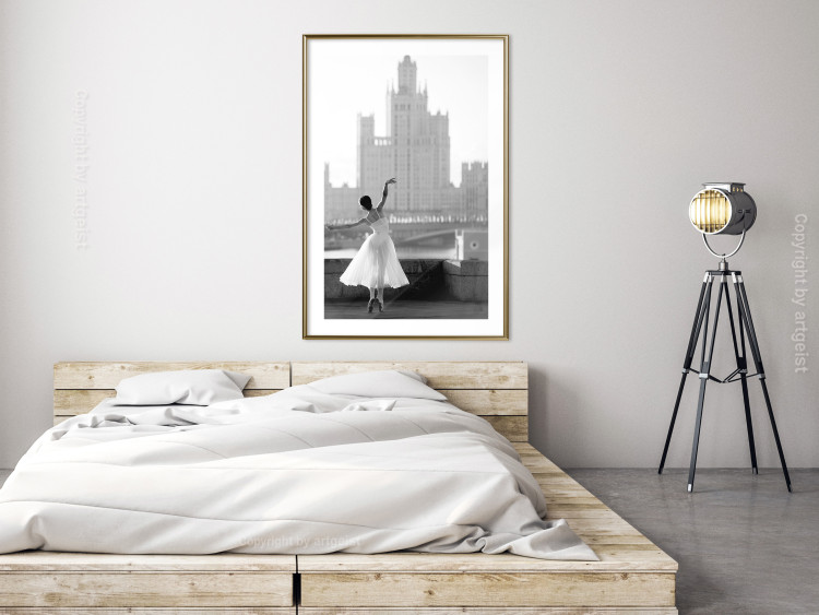 Wall Poster Dance by the River - gray landscape with a dancing woman against a city backdrop 129787 additionalImage 13