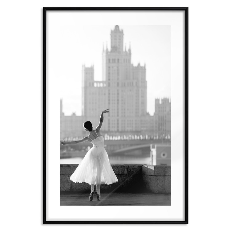 Wall Poster Dance by the River - gray landscape with a dancing woman against a city backdrop 129787 additionalImage 15