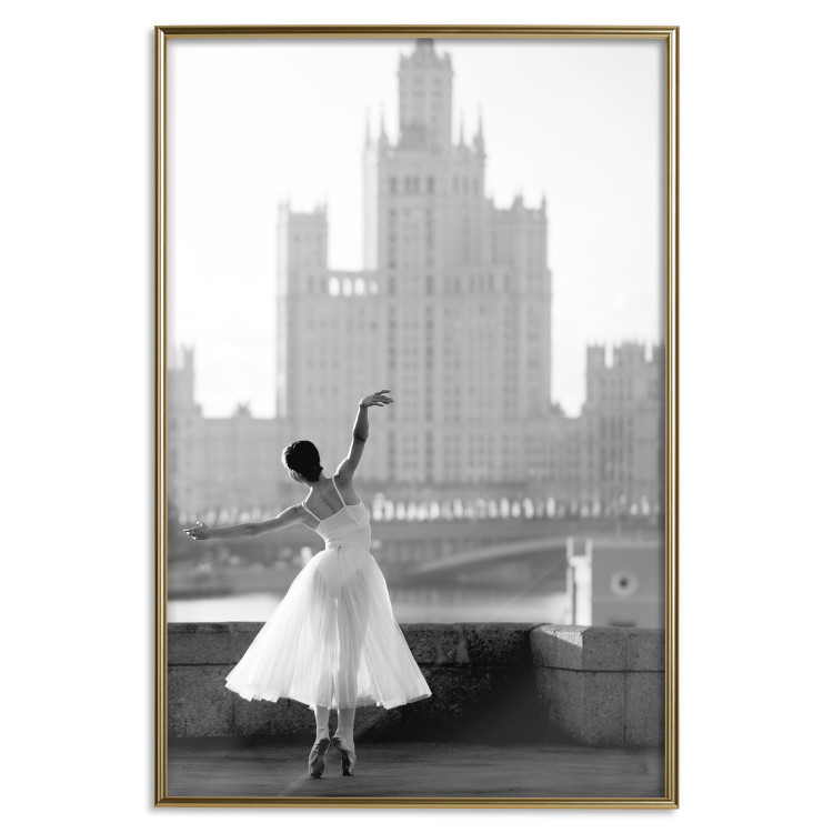 Wall Poster Dance by the River - gray landscape with a dancing woman against a city backdrop 129787 additionalImage 17