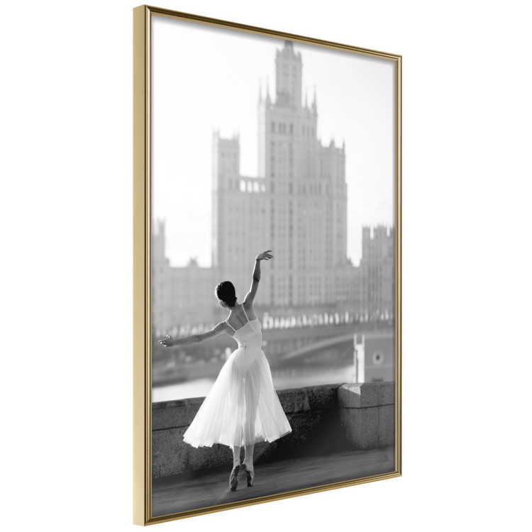 Wall Poster Dance by the River - gray landscape with a dancing woman against a city backdrop 129787 additionalImage 12