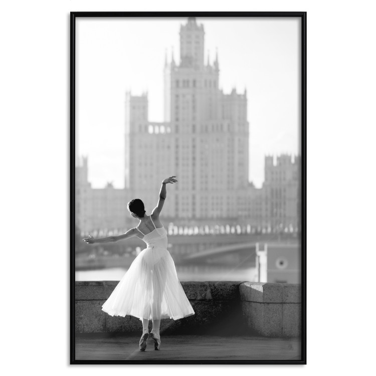 Wall Poster Dance by the River - gray landscape with a dancing woman against a city backdrop 129787 additionalImage 16